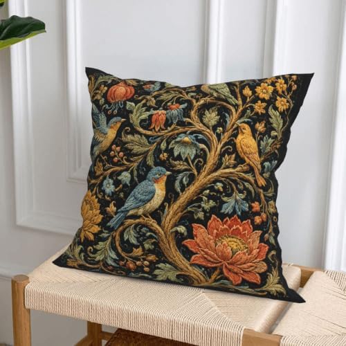 Bird Print Decorative Throw Pillow Covers 18x18 Inch Set of 4