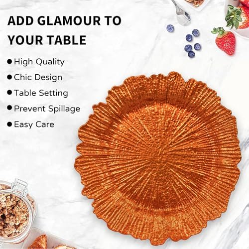 MAONAME Orange Charger Plates Set of 12, Reef Chargers for Dinner Plates