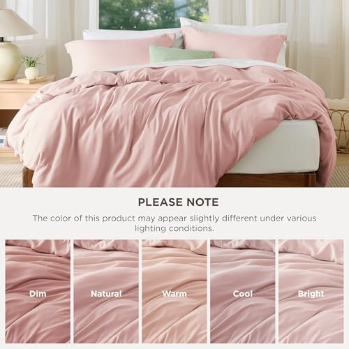 Bedsure Duvet Cover Full Size, Soft Double Brushed Bedding Set, 3Pcs, Pink