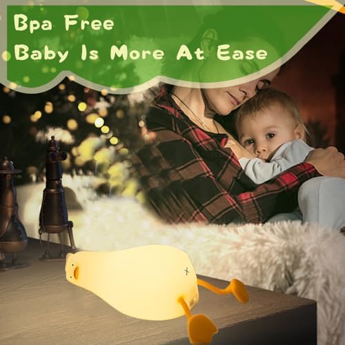 Cute Duck Night Light,Lying Duck Night Light for Kids,Silicone Squishy Lamp