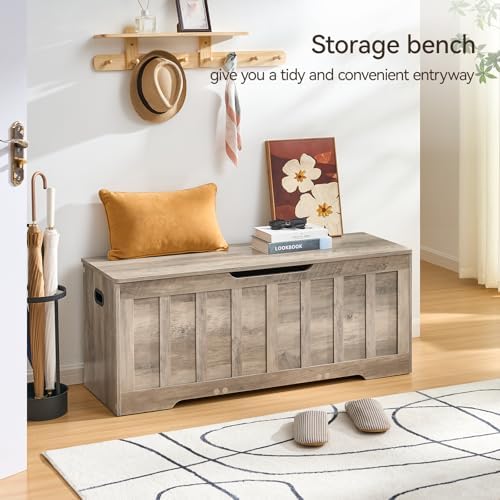 VANKILEY 47.2" Storage Chest Extra Large,Wooden Storage Bench(Greige).