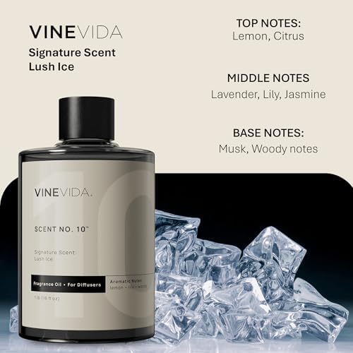 VINEVIDA Lush Ice Fragrance Oil for Cold Air Diffusers - 16 Fl Oz - Essential Oils for Diffuser Oil Refill & Air Freshener Room Spray