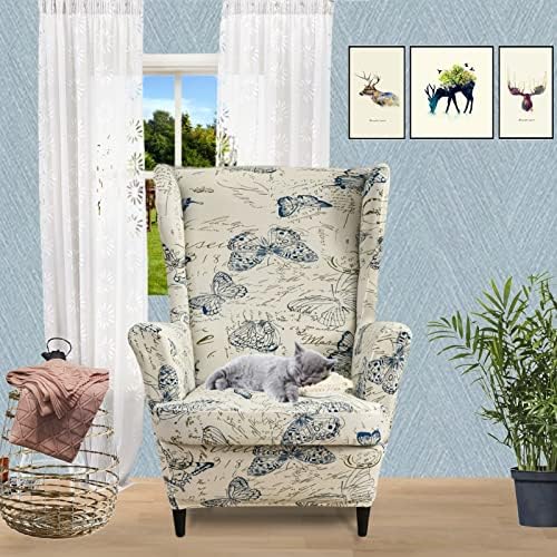 Wing Chair Slipcover, 2-Piece Printed Wingback Chair Cover