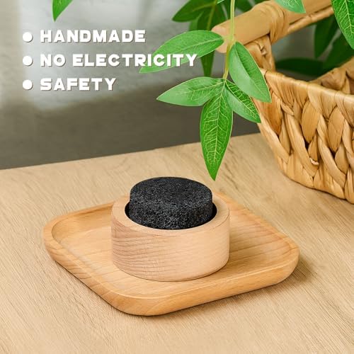 Chunful 6 Pcs Lava Rock Passive Diffuser for Essential Oils, Beech Wood