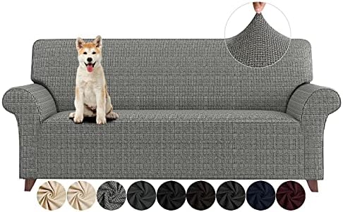 ZNSAYOTX Couch Covers for 3 or 4 Cushion Couch High Stretchy Spandex Pet Friendly Sofa Slipcover 1 Piece Non Slip Couch Covers Extra Large Furniture Protector (Black and White, XL Sofa)