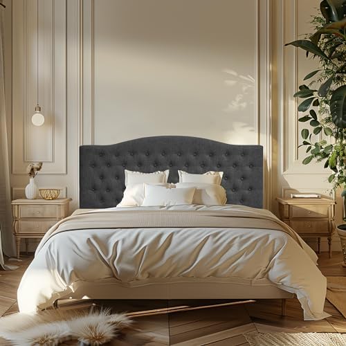 Furpopup Linen Queen Size Headboard Only, Upholstered Wall Mount, Dark Gray