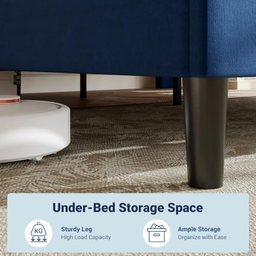 Allewie Cal King Platform Bed Frame with Velvet Upholstered Headboard