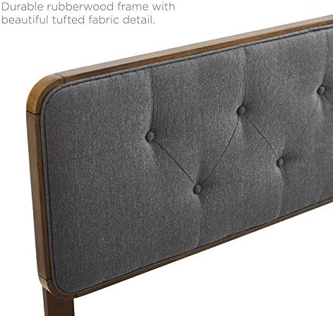 Modway MOD-6233-WAL-CHA Collins Tufted Full Fabric and Wood Headboard, Walnut Charcoal
