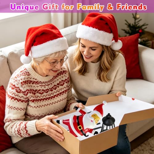 EDOF Christmas Decorations Santa Claus Garden Stake with Solar Lights Multicolor,Christmas Decor Outdoor for Women,Rustic Santa Claus Christmas Lights Yard Metal Stakes for Lawn Garden Porch