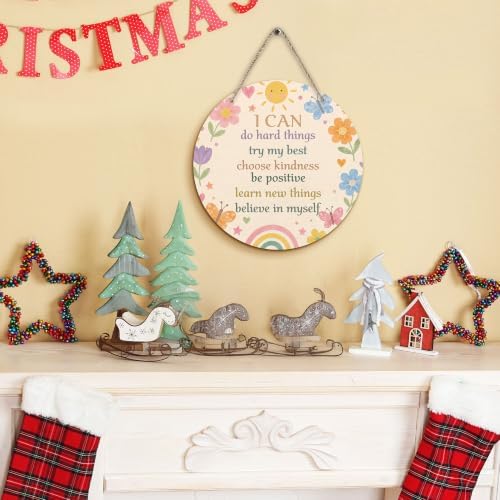 PHAMTE Inspirational Affirmations Girl Nursery Round Wreath Sign 12 Inch