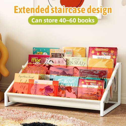 Aokitsink Toddler Bookshelf,Montessori Bookshelf,Bookshelves for Toddlers and Nursery,4 Tier Baby Bookshelves for Kids Rooms,Nursery,Playroom,Baby Room, Small Children Classroom