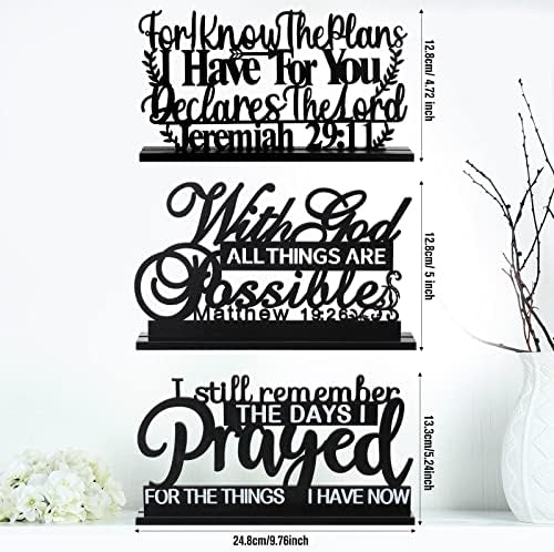 Jetec 3 Pcs Remember Prayed Sign Wood Blessed Table Decor, Black, Faith