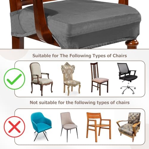 Havawish Extra Wide Dining Chair Seat Covers, Dark Gray, Velvet, 1 Pcs