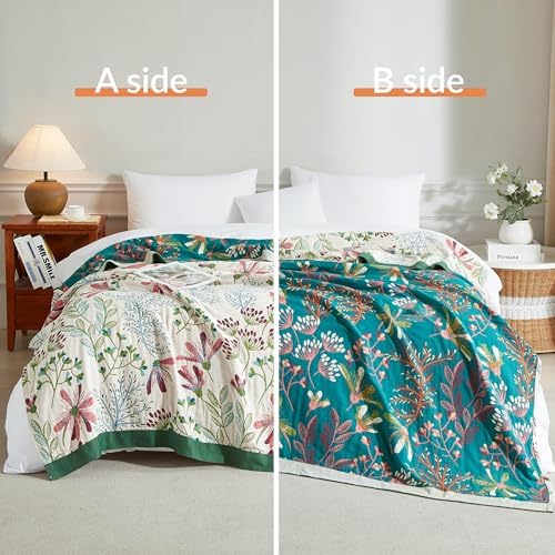 Boho Throw Blanket for Bed 60”x80”, 100% Cotton Blanket for Couch Sofa