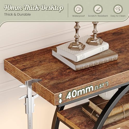 Huuger 47.2 Inch Entryway Table, Industrial Console Sofa Table with Storage