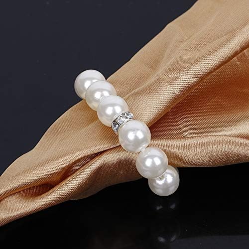 ZiDeTang 20Pcs Pearl Rhinestones Napkin Ring for Table Decoration Serviette Holder Party Decoration B