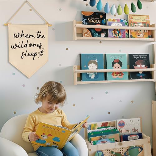 GEANHIL 'Where The Wild Ones Sleep' Natural Beige Banner - Wall Decor Gift for Nursery Bedroom Kids' Room, New Year, Christmas, Birthday