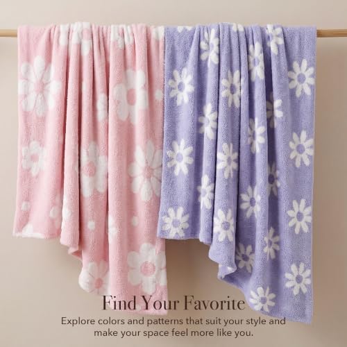 Monbix Soft Twin Size Floral Blanket for Bed-Cozy Knitted Blankets