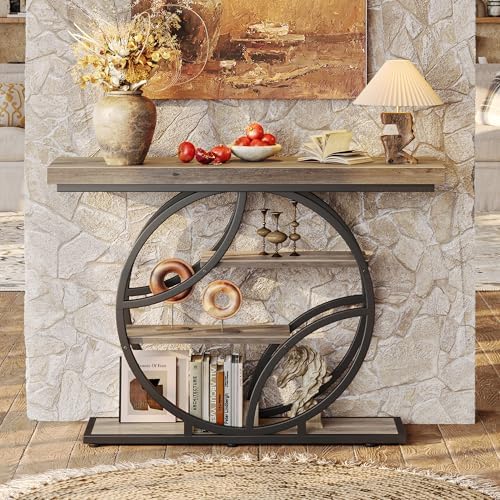 Huuger 41.3 Inch Entryway Table, Console Table with Shelves, Sofa Table