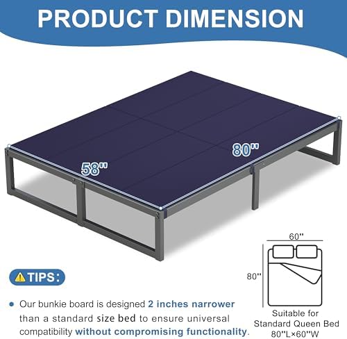 Lutown-Teen Bunkie Board Queen High-Density Polymer Bed Support, Blue