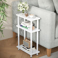 Apicizon Small Narrow Side Table, 3-Tier Skinny End Table, White