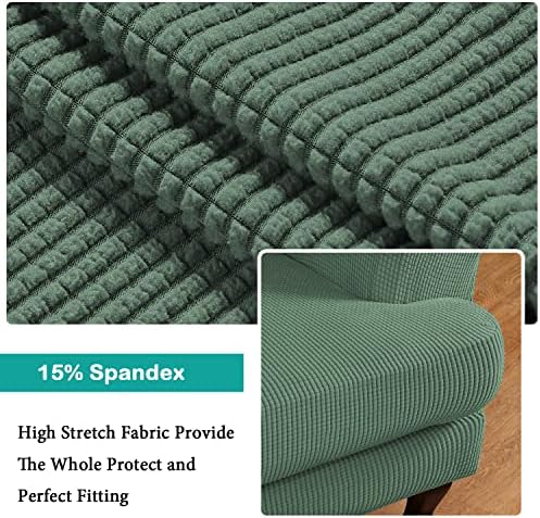 Turquoize Wingback Chair Covers 2 Piece Wing Chair Slipcover Stretch Slipcovers for Wingback Chairs Wing Chair Cover Spandex Jacquard Fabric with Elastic Bottom Non-Slip Furniture Cover, Loden Frost