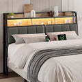ONBRILL Ergonomic Headboard Full Size with 2-Tier Storage, Black & Brown