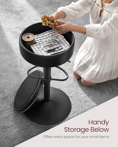 VASAGLE 360° Swivel Bar Stools Set of 3, Height Adjustable, with Storage