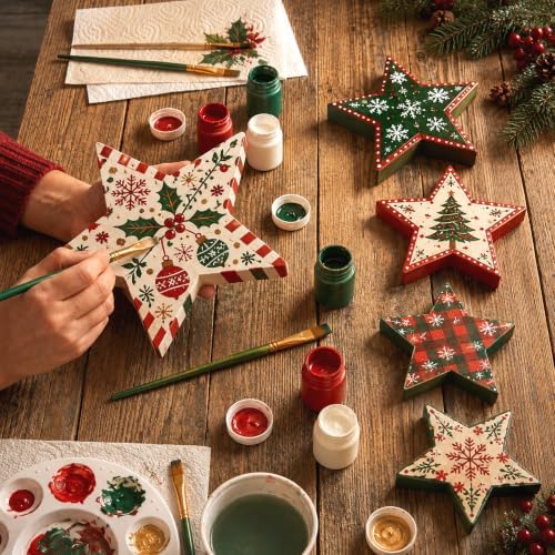 Jetec 5 Pcs 4-8 Inch Wooden Stars for Crafts 5 Size Unfinished Star Cutouts