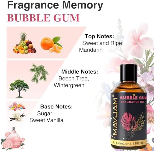 MAYJAM Bubble Gum Fragrance Oil for Diffusers for Home, 100ML/3.38FL.OZ