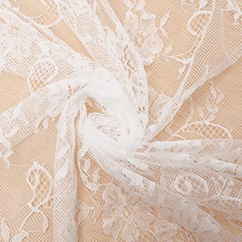 LuoluoHouse White Lace Tablecloth 6pcs Table Fabric 60x120 Inch for Rustic