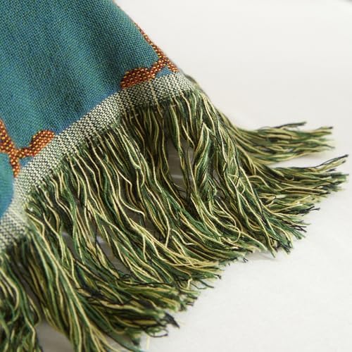 Bailix Boho Throw Blanket, 100% Cotton, Woven Bird Pattern, 50"x60"