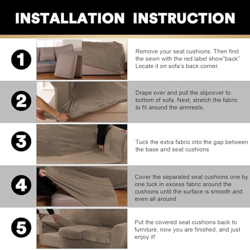 PrinceDeco Velvet Couch Cover Loveseat Covers for 2 Cushion Couch 3 Piece Sofa Covers for Dogs Washable Loveseat Covers Width Up to 72 Inch No Slip Stretch Sofa Slipcover(Medium, Mocha)