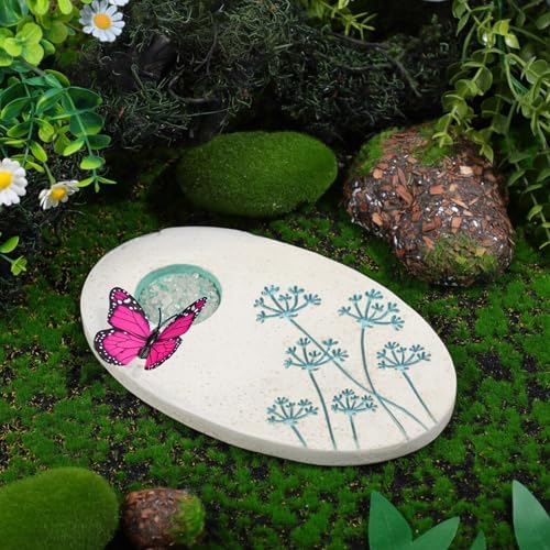 AceOrbit Butterfly Puddler Stone Bath Watering Feeder with Mineral Holder