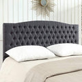 24KF Upholstered Tufted Button Linen Fabric Headboard,Comfortable Fashional Headboard King/CA King Size,Dark Gray