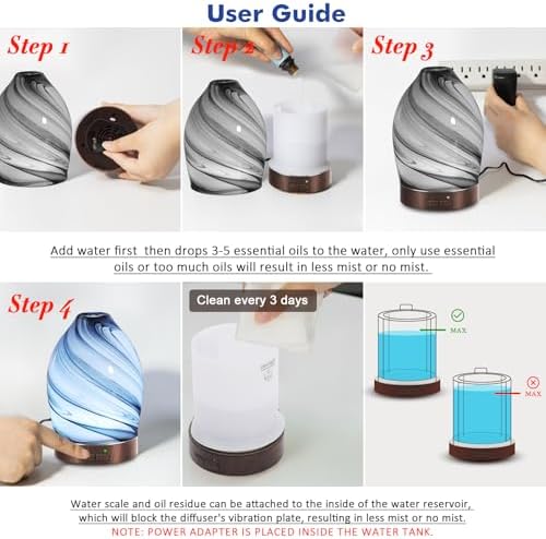 Essential Oil Diffuser Diffuser -Aromatherapy Diffuser for Essential Oils with Timer and 7 Colors LED Light Ultrasonic Diffuser with Auto Shut-Off, Home Office Decor&Gift（Storm Cloud）