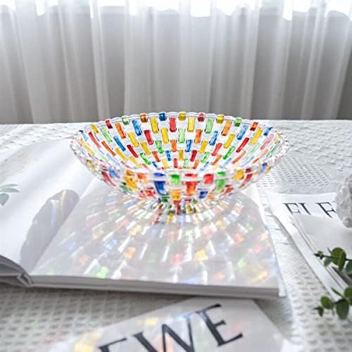 MAGCOLOR Hand Painted Colorful Woven Glass Crystal Salad & Fruit Bowl Decoration,Centerpiece For Home,Office,Wedding Decor, Fruit, Snack, Dessert, Server