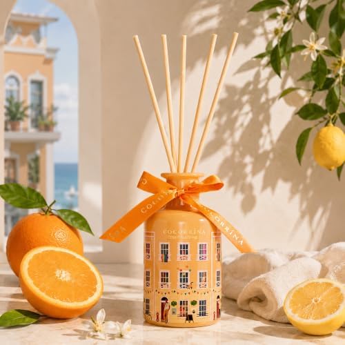 COCORRÍNA Reed Diffuser - Citrus Sunshine 6.76 fl oz Reed Diffuser with 8 Sticks Home Fragrance Bathroom Shelf Decor (Festive House Collection)