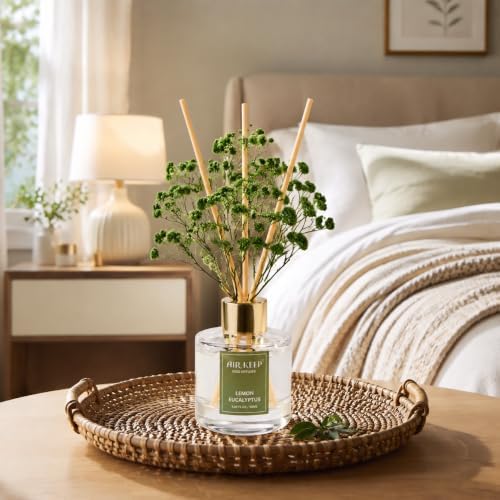 Airkeep Reed Diffuser Set of 3, Coconut Pineapple Lemon Eucalyptus Cranberry Apple Oil Reed Diffusers for Bedroom Living Room Office Aromatherapy Oil Reed Diffuser for Gift 50ml x 3