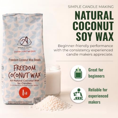 American Soy Organics Freedom Coconut Soy Wax Beads, Candle Wax, 1 lb