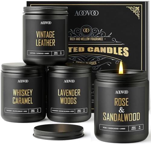 AOOVOO Scented Candles for Men - 4 Pack Candles for Home Scented