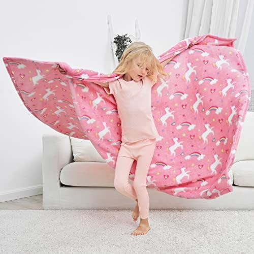 Softan Unicorn Blanket for Girls, Kids Throw Blanket for Boys and Girls Soft Cozy Flannel, Cute Pink Unicorn Blanket for Sofa Couch Bed, Christmas Birthday Gift for Kids Toddler, 50x60 Inches