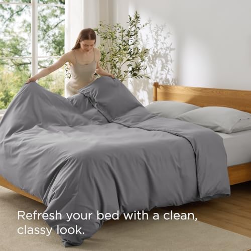 Bedsure Duvet Cover Queen Size, 1Pc Soft Double Brushed Bedding, Grey