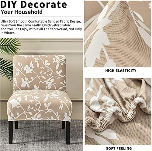 Eco-Ancheng Armless Chair Slipcover Removable Armless Accent Chairs Covers Washable Armless Slipper Chair Slipcover Printed Armless Chair Furniture Protector Covers for Living Dining Room Hotel