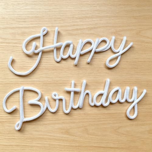White Happy Birthday Sign Knitted Wire Words Birthday Wall Hanging Decor