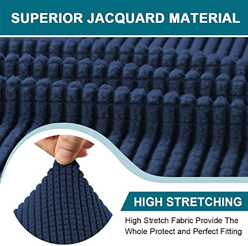 Turquoize 3 Piece T Cushion Sofa Slipcovers Stretch Couch Cover Furniture Covers with 2 Individual T Cushion Covers, Machine Washable (2 Cushion Sofa, Navy)