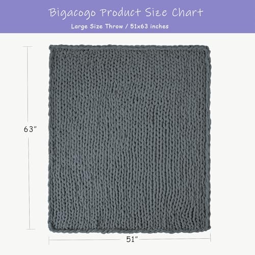 Bigacogo Chunky Knit Throw Blanket for Couch, 51x63 inches, Iron Gray