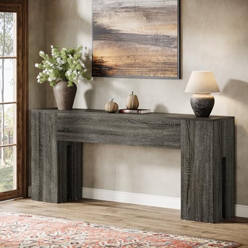 Tribesigns 71-Inch Long Console Table for Entryway, Farmhouse Sofa Console Behind Couch, Entry Table for Hallway, Foyer, Living Room, Gray