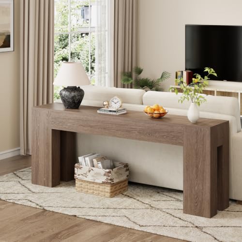 Epecoya Extra Long Entryway Table for Living Room 79-Inch, Light Brown