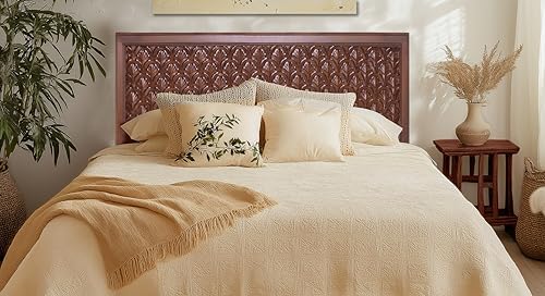COTTON CRAFT Solid Wood Sturdy Queen Headboard - Antique Brown